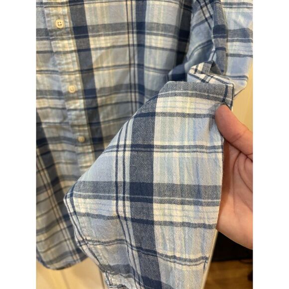 Vineyard Vines Classic Fit Whale Shirt‎ Men's Sz XL Cotten Linen Blue Plaid - Picture 4 of 9